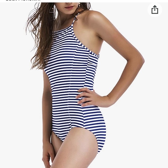 New W/O Tags Women’s Striped One Piece Swimsuit - Picture 3 of 8
